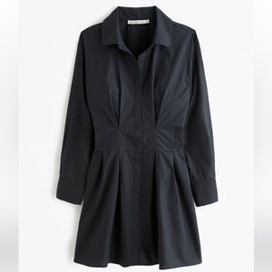 NWT Abercrombie & Fitch Black Long Sleeve Poplin Shirt Dress